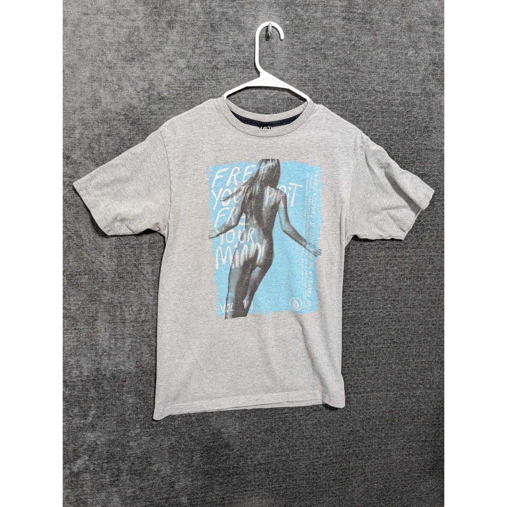 Volcom Mens Free Your Spirit Free Your Mind Graphic Tee Gray Size M 2166